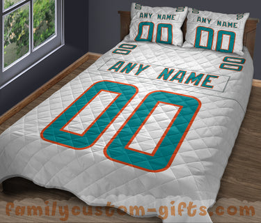 Custom Quilt Sets Miami Jersey Personalized Football Premium Quilt Bedding for Boys Girls Men Women